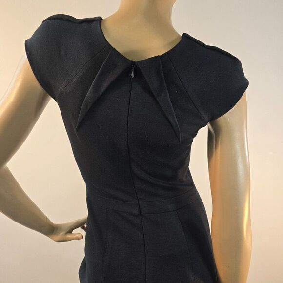 Cache Contour Collection Sz 4 Sleeveless Black Dress Pleated Pencil Stretch - Picture 6 of 12